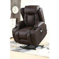 More4Homes Caesar Single Motor Rise Recliner Bonded Leather Heat & Massage Chair in Brown