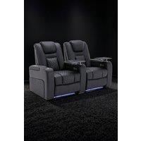 More4Homes Broadway 2 Seater Cinema Electric Recliner Chair USB LED Base w Tray in Black