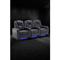 More4Homes Broadway 3 Seater Cinema Electric Recliner Chair USB LED Base w Tray in Black