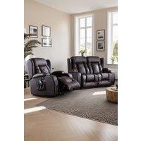 More4Homes Caesar Electric Recliner Bonded Leather 1+2 Seater Sofa Set in Brown