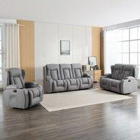 More4Homes Caesar 1+2+3 Seater Grey Technology Fabric Modern Manual Recliner Sofa Set