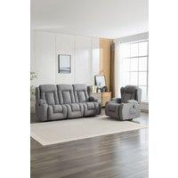 More4Homes Caesar 1+3 Seater Grey Technology Fabric Modern Manual Recliner Sofa Set