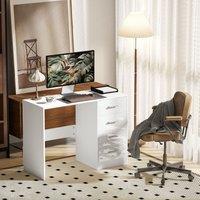HOMCOM Computer Writing Desk, Study Table with 4 Drawers in White