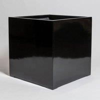 Primrose Black Gloss Polystone Square Cube Planter 40cm