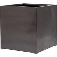 Primrose Metallic grey Polystone Square Cube Garden Planter 40cm