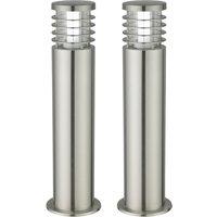 First Choice Lighting Set of 2 Bloom - Brushed Stainless Steel Outdoor Post Lights in Silver