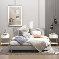 HOMCOM Modern Bedside Table Set of 2 Night Stand End Table Drawer Bedroom in White