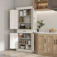 HOMCOM Freestanding Kitchen Cupboard Storage Cabinet with Drawer & Shelves in White