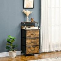 HOMCOM Storage Cabinet with 3 Fabric Drawers & Display Shelves in Brown