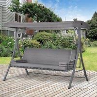 OUTSUNNY 2-in-1 Patio 3 Seater Swing Chair Hammock with Cushion Canopy in Grey