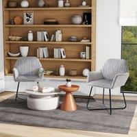 HOMCOM Modern Accent Chair Velvet Upholstered Lounge Armchair Set of 2 in Grey