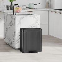 HOMCOM 2 x 20L Double Rubbish Bin, Pedal Bin with Soft-Close Lid, Black