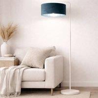 CGC Lighting Kyra Cream Angled Floor Lamp with Large 45cm Velvet Lampshade in Teal
