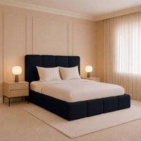 Desire Deco Monaco Upholsered Plush Velvet Ottoman Storage Bed Frame in Black | Size: King