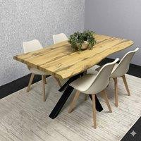 KOSY KOALA Modern Dining Set with 4 Cream Plastic Chairs with Faux Leather Seats in Brown