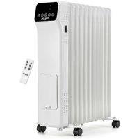 Air Pro Oil-Filled Electric Radiator 2500W with Thermostat, 9 Hour Timer in White