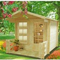 Shires Maulden with veranda Log Cabin Home Office Garden Room Approx 7x7 ft in Brown