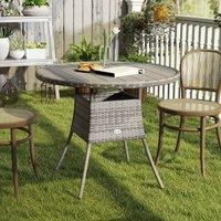 OUTSUNNY Outdoor PE Rattan Dining Table w/ Wood-plastic Composite Top, Grey