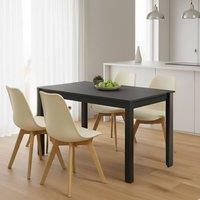 KOSY KOALA Dining Table Set with 4 Cream Chairs Dining Furniture in Charcoal