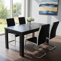 KOSY KOALA Arrow Charcoal Dining Table Set With 4 Faux Leather Dining Chairs in Dark Grey