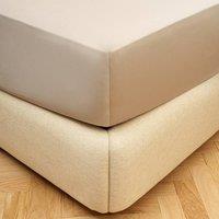 Bedable 100% Cotton Deep Fitted Sheet Sateen 460 Thread Count - (Up to 36cm) in Beige | Size: Super King Fitted