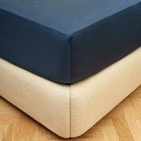 Bedable 100% Cotton Deep Fitted Sheet Sateen 460 Thread Count - (Up to 36cm) in Navy | Size: Double Fitted