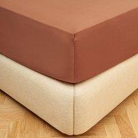 Bedable 100% Cotton Deep Fitted Sheet Sateen 460 Thread Count - (Up to 36cm) in Terracotta | Size: Single Fitted