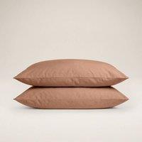 Bedable 100% Cotton Pillowcase Pair - Percale Cooling Sheets in Brown | Size: King Pillow Case