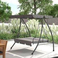 OUTSUNNY 2-in-1 Swing Chair 3 Seater Hammock Cushion Bed Tilt Canopy in Light Grey