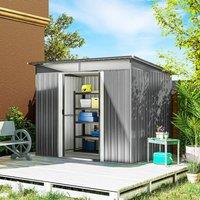 OUTSUNNY Garden Shed Outdoor Storage Tool Organiser w/ Double Sliding Door in Grey