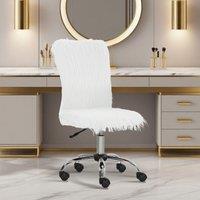 HOMCOM Armless Makeup Vanity Chair, 360 Swivel Computer Chair in White