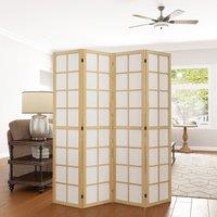 HOMCOM Indoor Room Partition, 4 Panel Folding Room Divider, 160 x 170cm in Natural | Size: 160 x 170 cm