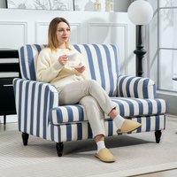 HOMCOM Cuddle Chair with Stripe, Armchair for Living Room, Blue & White