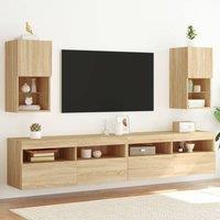 Berkfield Home TV Cabinets with LED Lights 2 pcs Sonoma Oak 30.5x30x60 cm in Brown