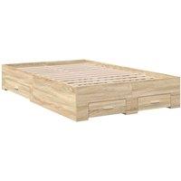 Berkfield Home Bed Frame Sonoma Oak 140x200 cm Engineered Wood in Light Tan