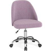 Costway Swivel Office Chair Height Adjustable Task Chair Armless Vanity Chair in Pink
