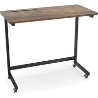 Gymax Rolling Side Table Laptop Desk Cart Over Bed Table With Wheels in Brown