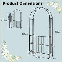 Gymax 230CM Tall Arbour Archway Garden Trellis with Gate Plant Stand in Black