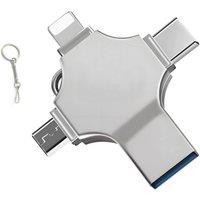 Kelvenix For iPhone Samsung Android PC 2TB 4in1 Flash Drive Photo Storage Stick in Silver