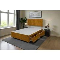 Knight Sleep Emily Divan Bed Base 2 Drawers & Headboard in Mustard | Size: Small Double