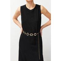 WOVCOR Women's Geometric Link Chain Belt in Gold