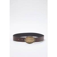 WOVCOR Women's Oval Buckle Faux Leather Belt in Brown | Size: Medium