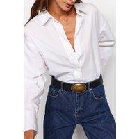 WOVCOR Women's Oval Buckle Faux Leather Belt in Black | Size: Large