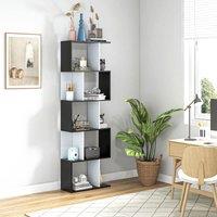 HOMCOM Bookcase Storage Display Shelving S Shape design Unit Divider Particle in Black