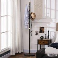HOMCOM Freestanding Coat Rack Stand Coat Hanger with 6 Hooks in Brown