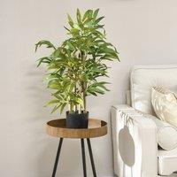 HOMCOM Decorative Artificial Plants Bamboo for Indoor Outdoor Desk Potted in Green