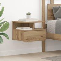 Berkfield Home Floating Nightstand Artisan Oak 40x31x27 cm Engineered Wood in Beige | Size: 40 x 31 x 27 cm