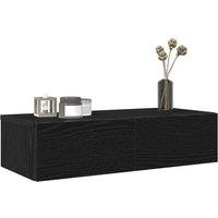 Berkfield Home Wall Shelf with Drawers Black 60x26.5x15 cm Engineered Wood