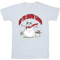 Star Wars Girl's Up To Snow Good Cotton T-Shirt in White | Size: 7-8 Years