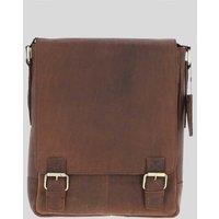 Ashwood Leather Men's Classic A4 Leather Flap-Over Messenger Bag in Brown